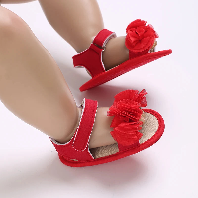 Sandales bébé fille semelles souples - Chaussures d'été plates pour nouveau-né et premiers pas - Plage et cérémonie