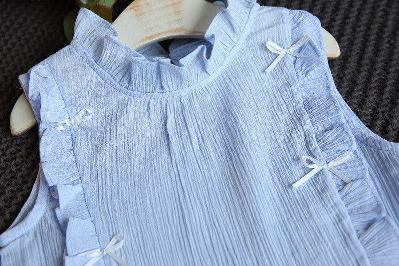 Ensemble 2 pièces pour bébé fille - Robe à col rond imprimé nœud et volants + chapeau - Idéal pour les nouveau-nés de 0 à 9 mois