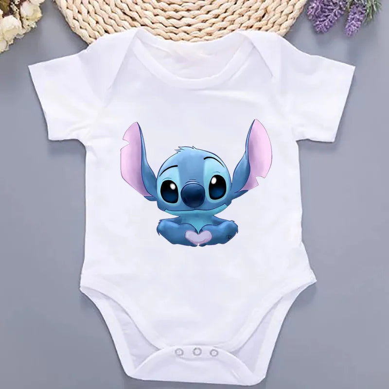 Cute Lilo Stitch Summer Baby Clothing 100% Cotton Baby Clothes 0 to 12 Months Bodysuit Baby Girl Clothes 2024