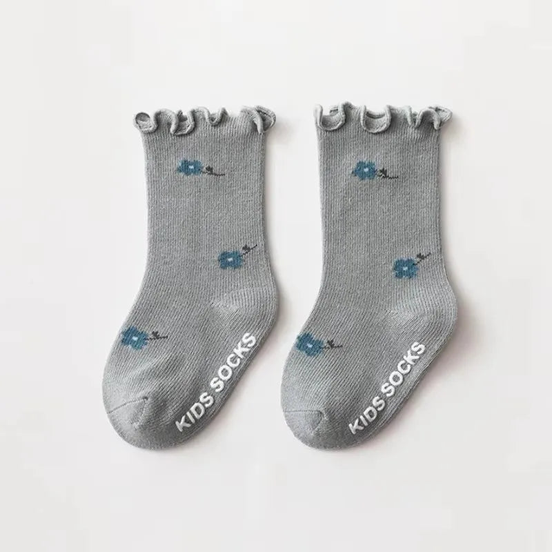 Chaussettes à Volants pour Bébé Fille - Coton Doux - Motif Fleurs - 0 à 5 ans