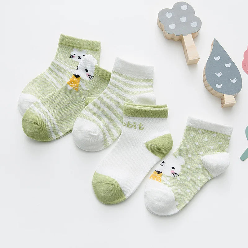 Lot de 5 Paires de Chaussettes Bébé en Coton - Maille Respirante - 0-2 ans