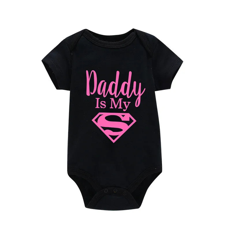 Body bébé "Daddy Is My Hero" imprimé doré - Barboteuse amusante pour nouveau-né fille et garçon