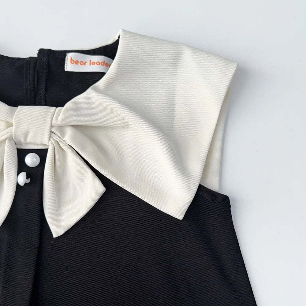 Robe princesse fille sans manches avec décoration nœud - Robe d'été pour anniversaire et fête - 2 à 7 ans