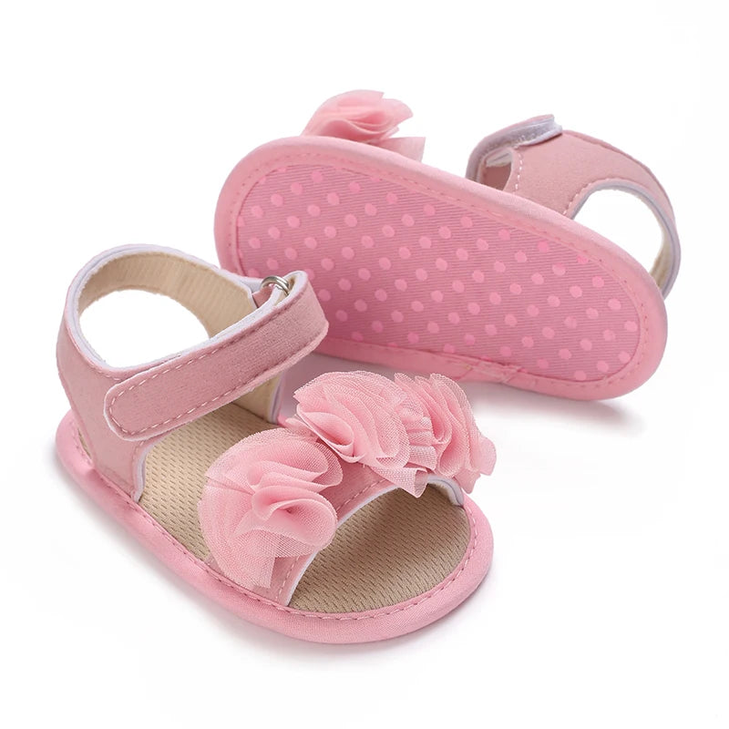 Sandales bébé fille semelles souples - Chaussures d'été plates pour nouveau-né et premiers pas - Plage et cérémonie