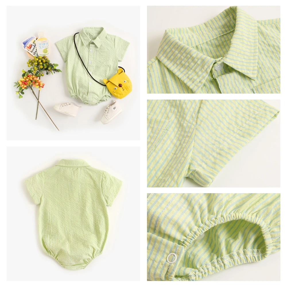 Body Manches Courtes pour Bébé Garçon - Coton Doux - Motif Carreaux - 0 à 12 mois
