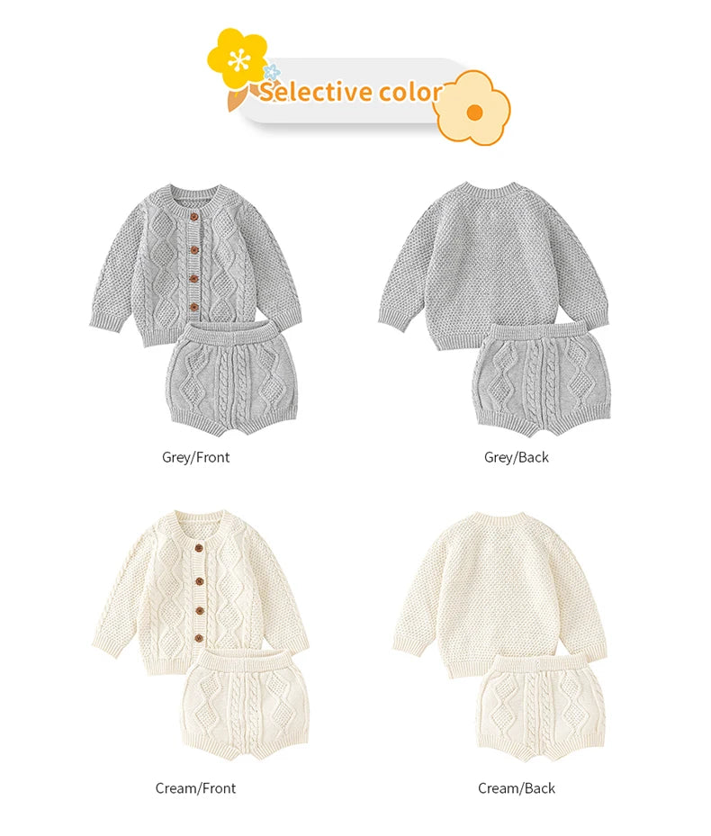 Ensemble Nouveau-né Tricoté - Pull + Pantalon - Coton Doux - 0 à 18 mois