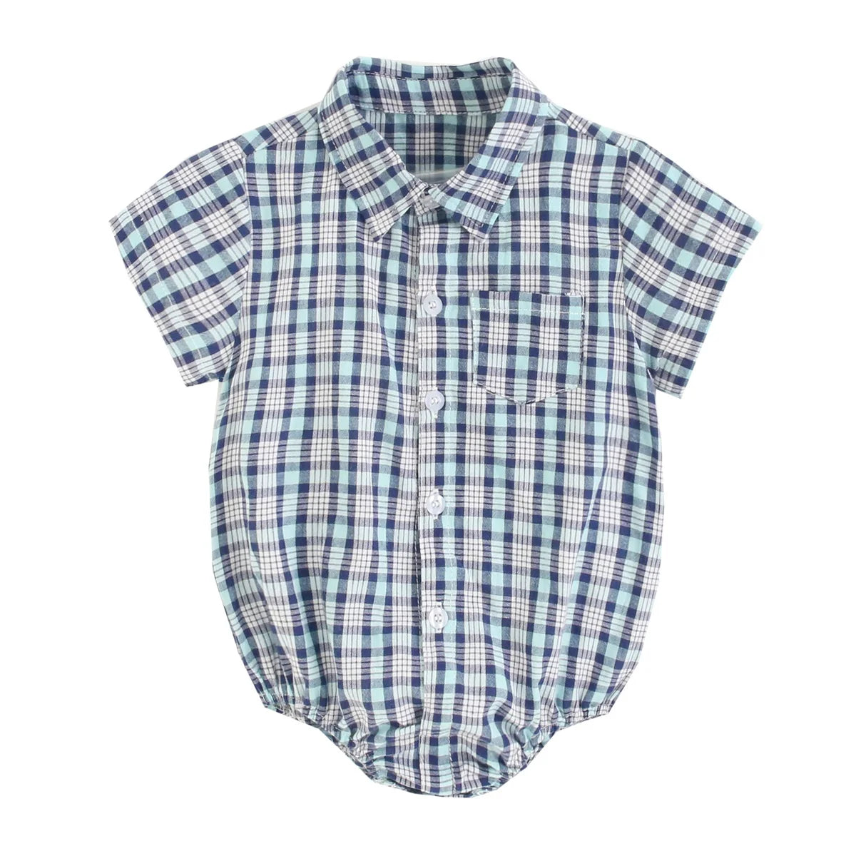 Body Manches Courtes pour Bébé Garçon - Coton Doux - Motif Carreaux - 0 à 12 mois