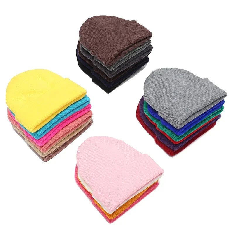 Bonnets Famille Assortis - Papa Maman Enfant Bébé - Coton Tricoté Doux - Couleurs Pastel
