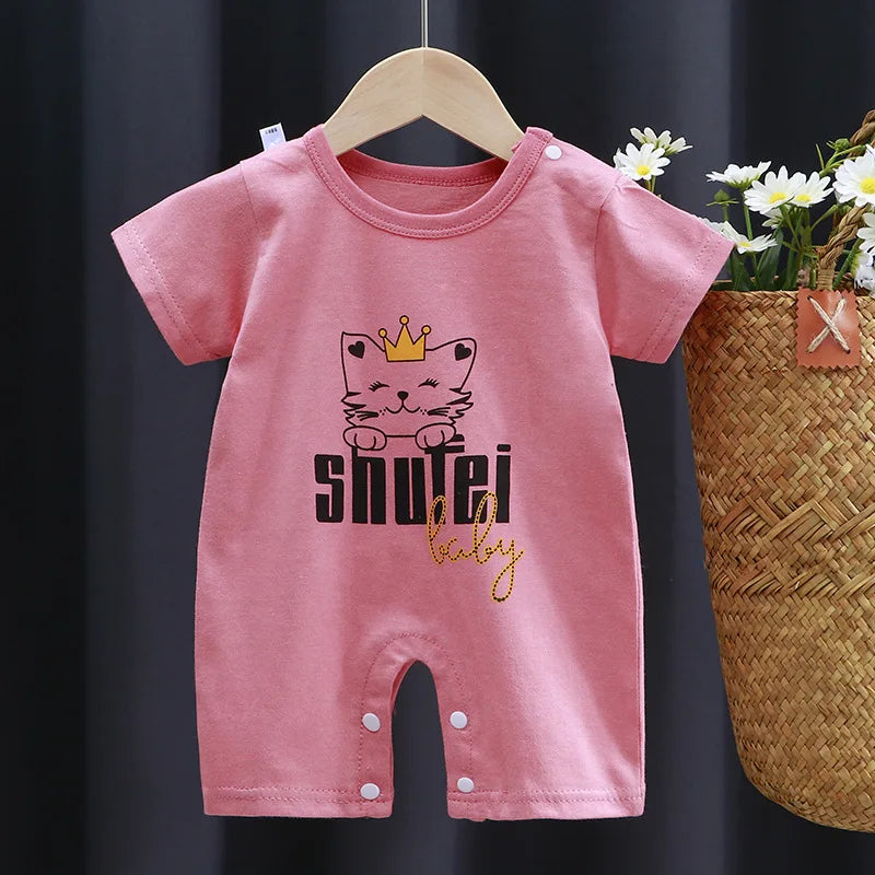 Barboteuse d'été bébé fille et garçon en coton manches courtes - Body pour nouveau-nés