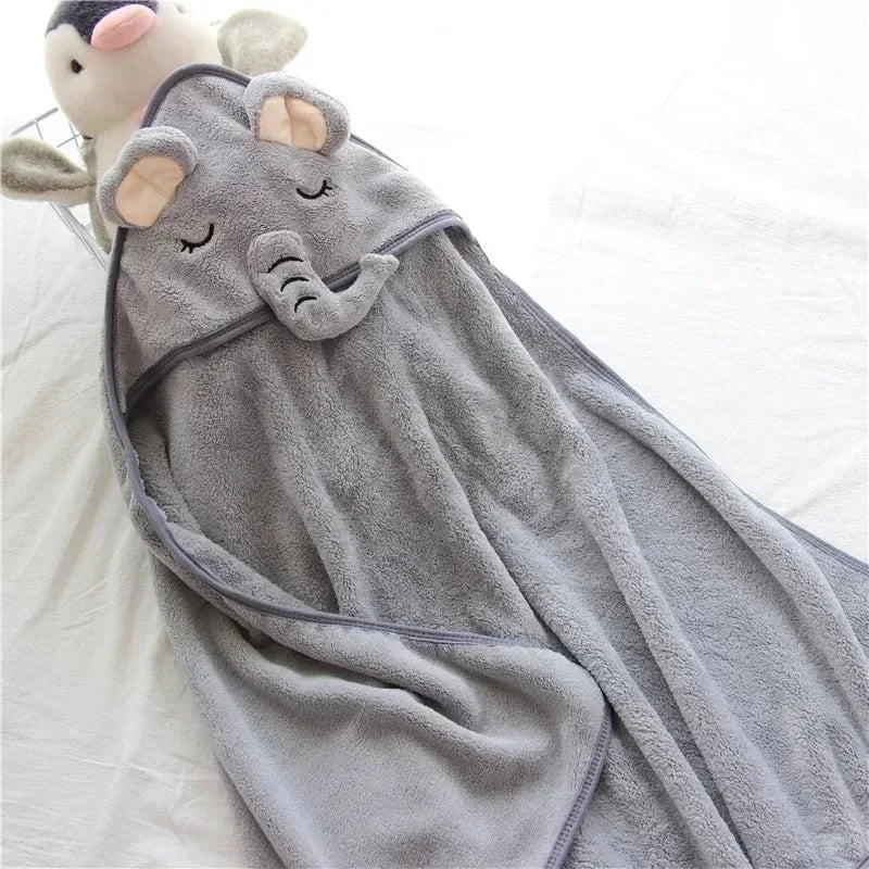 Serviette de Bain Bébé à Capuche - Motif Animal Cartoon - Peignoir Doux - 0-3 ans