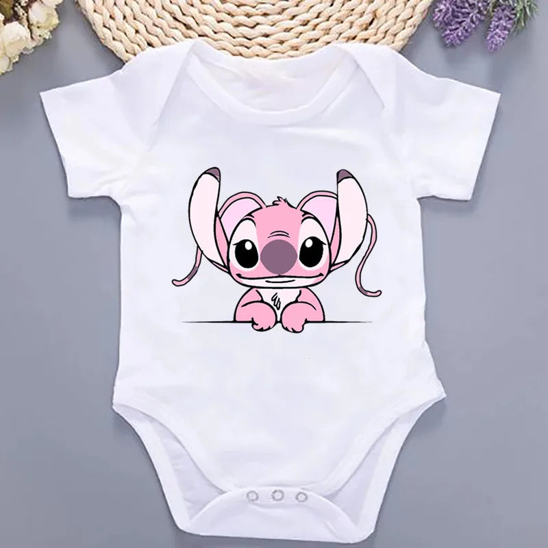 Cute Lilo Stitch Summer Baby Clothing 100% Cotton Baby Clothes 0 to 12 Months Bodysuit Baby Girl Clothes 2024