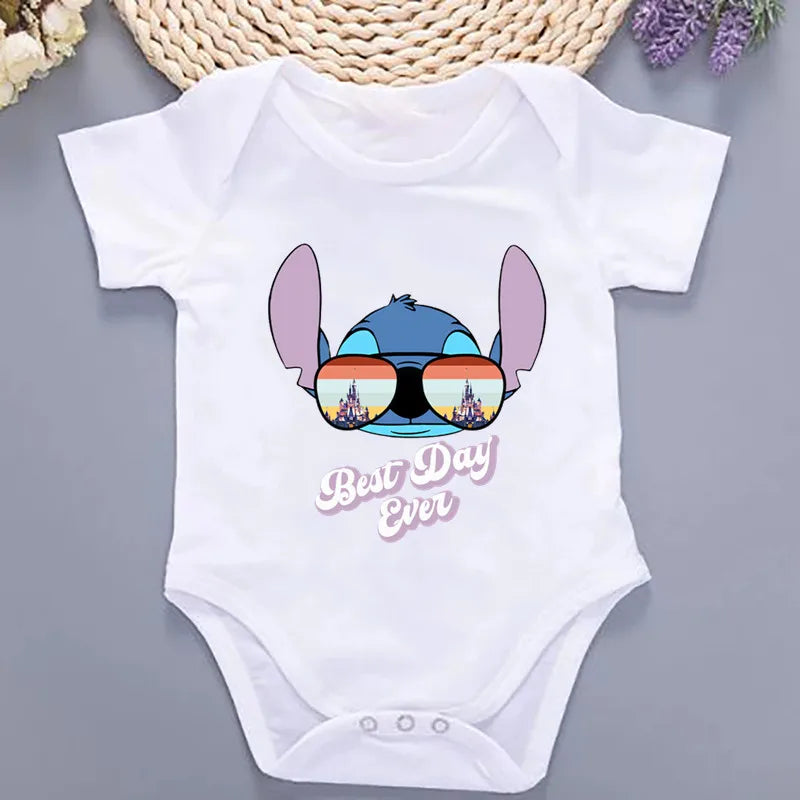 Cute Lilo Stitch Summer Baby Clothing 100% Cotton Baby Clothes 0 to 12 Months Bodysuit Baby Girl Clothes 2024